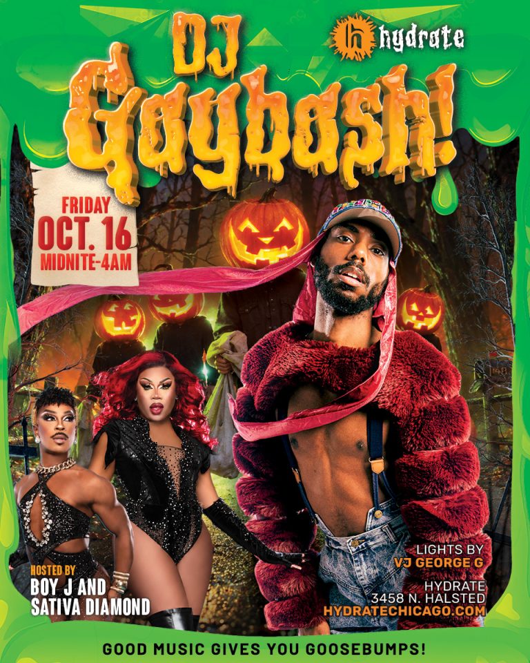 DJ GayBash Halloween party at Hydrate Chicago on October 16, 2026